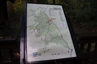 Park map with trails and “You Are Here” location in red